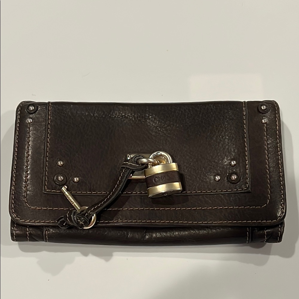 Chloé Paddington Brown Snap Leather Wallet
